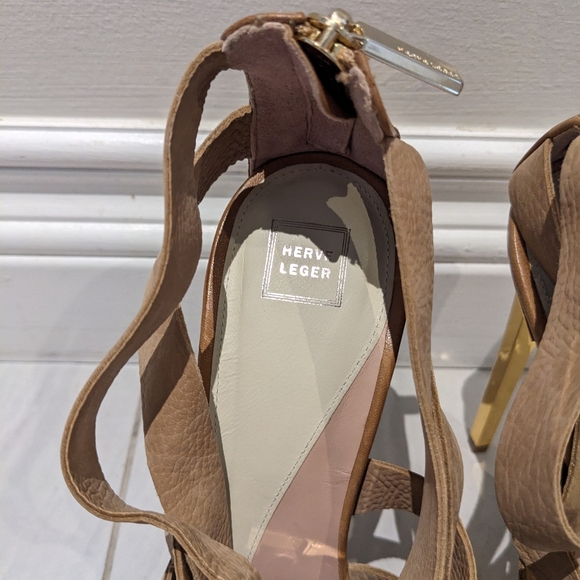 Herve Leger straps high heels Sandal Shoes in Beige with gold heel size 38 - Picture 10 of 10